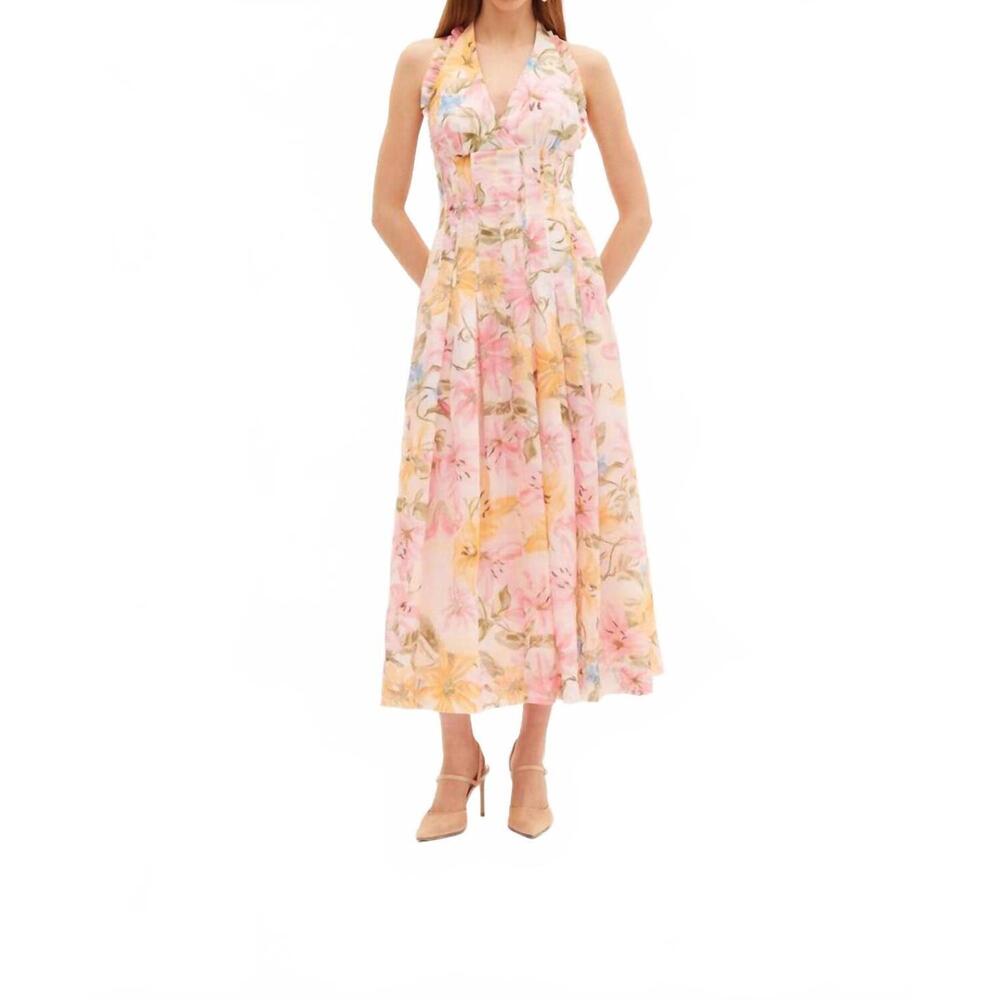 NEW KATE FORD gladioli halter gown in pink